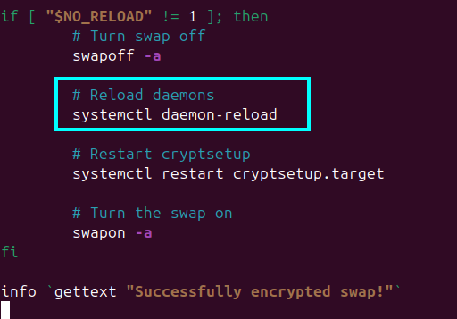A screenshot showing the altered script