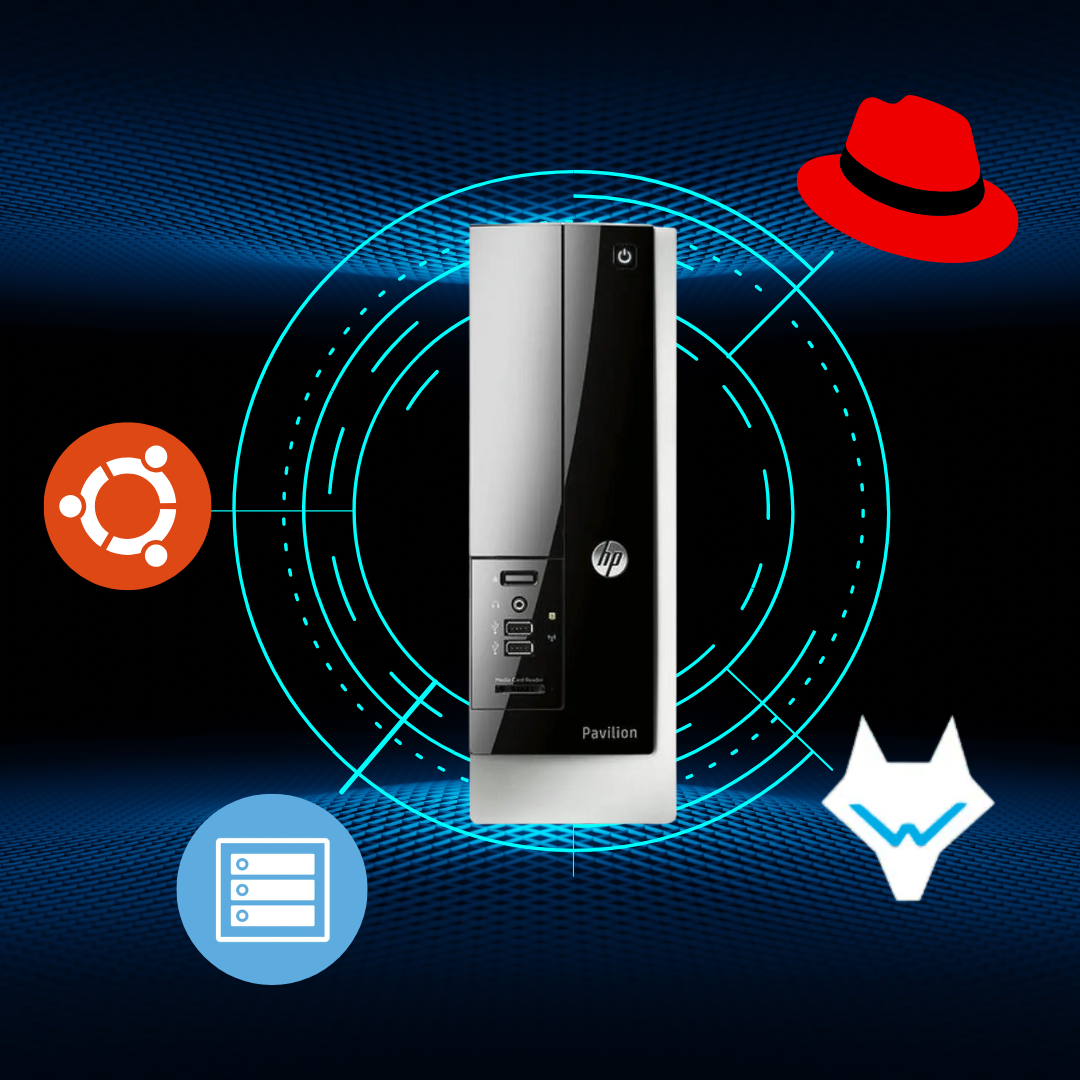 An AI-generated image of a desktop computer with the Ubuntu logo on it